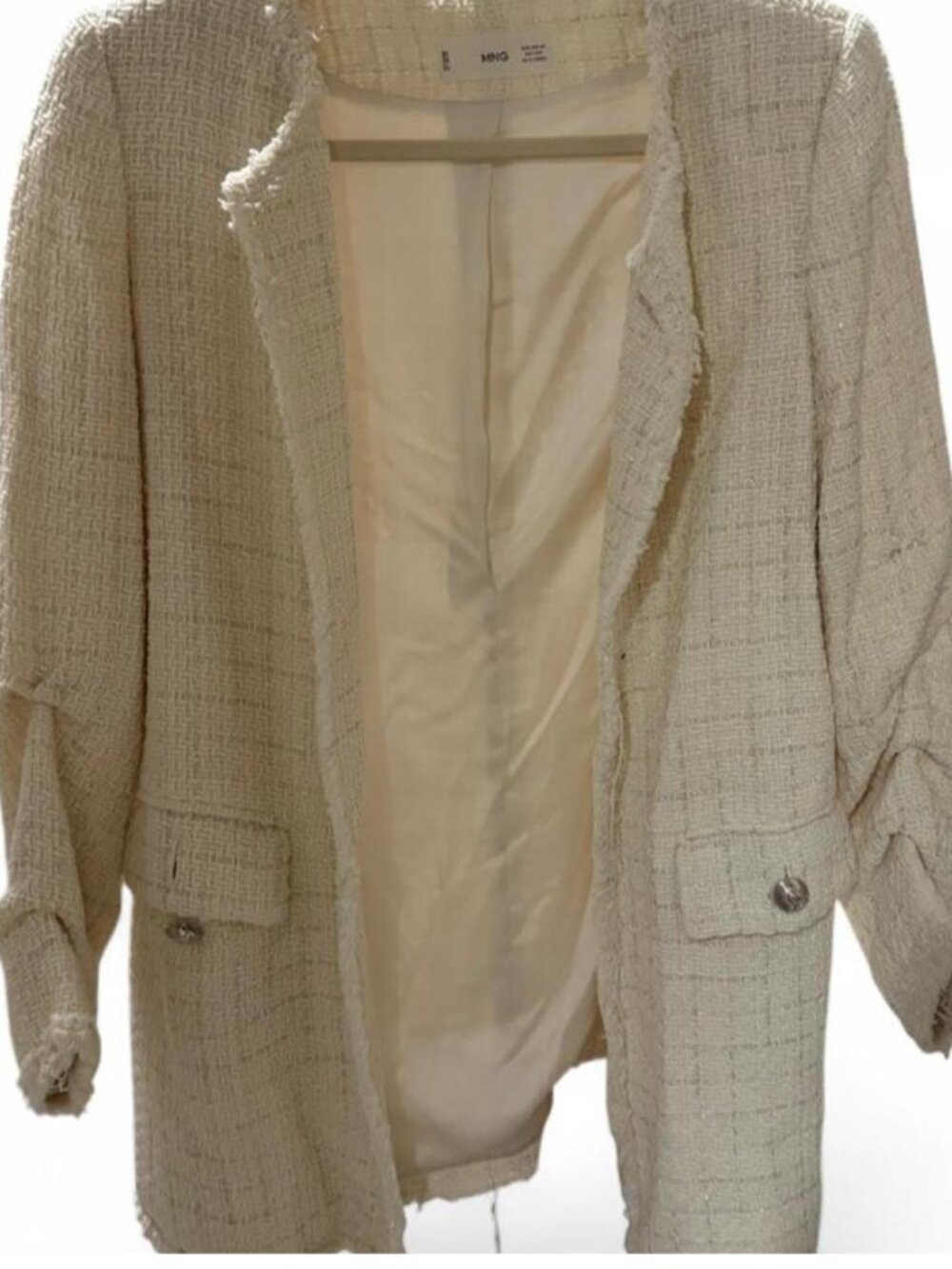 M.N.G Women's Cream and White Preppy Blazer Size XS